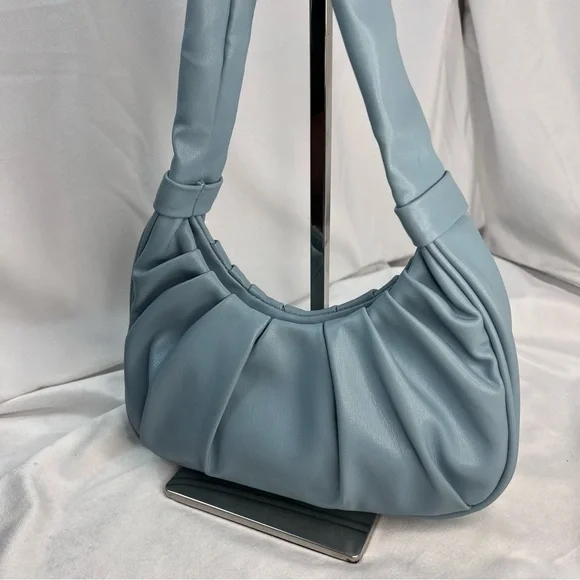 Olivia And Kate Baby Blue Scrunch Small Shoulder Bag - Picture 2 of 9